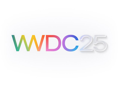 Letras de la WWDC25 en los colores del arcoíris