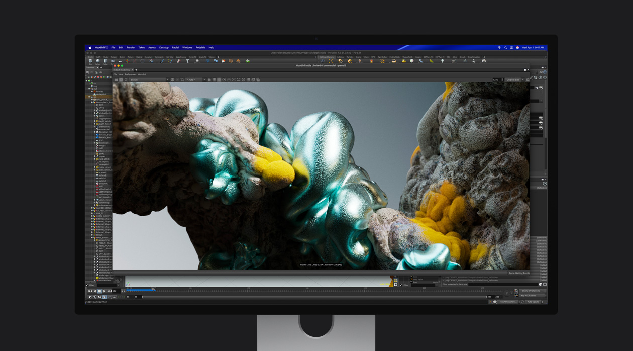 Janela de software com monstros em cores vibrantes